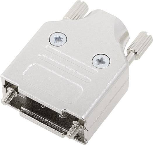 Metalen behuizing voor een D-Sub-connector met schroefsluitingen.