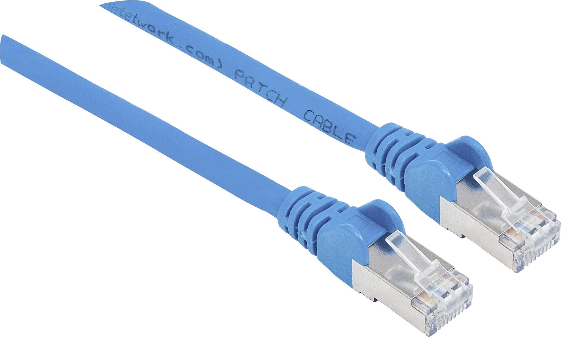 Twee blauwe Ethernet-patchkabels met RJ45-connectoren. Ze worden gebruikt voor netwerkverbindingen tussen apparaten.