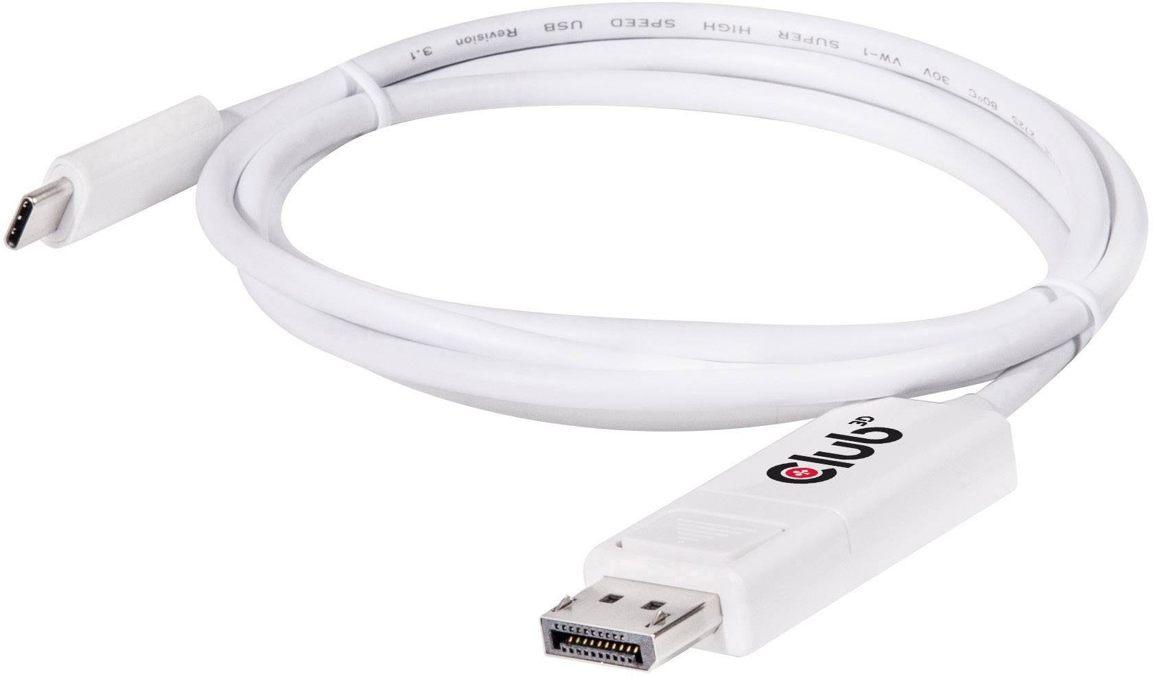 Een wit USB-C naar HDMI-kabel, dat wordt gebruikt voor het aansluiten van apparaten met USB-C op HDMI-compatibele schermen.