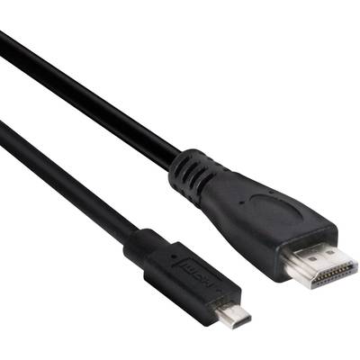club3D CAC-1351 HDMI-kabel HDMI Aansluitkabel HDMI-micro-D-stekker, HDMI-A-stekker 1.00 m Zwart High Speed HDMI met ethe