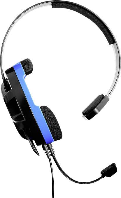 Zwart en blauw headset met microfoon, geschikt voor pc of videogames.