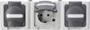 Kopp 131356005 BlueElectric Compleet Wandcontactdoos met randaarde en klapdeksel spatwaterdicht Grijs 3-voudig 1 stuk(s)
