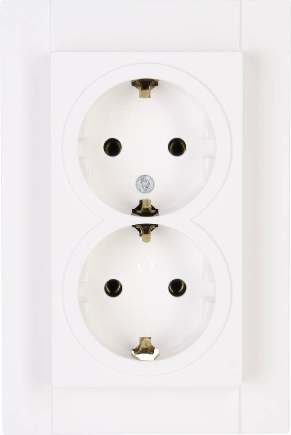 Kopp 929529008 Wandcontactdoos met randaarde Compleet 2-voudig HK 07 Zuiver wit 1 stuk(s)