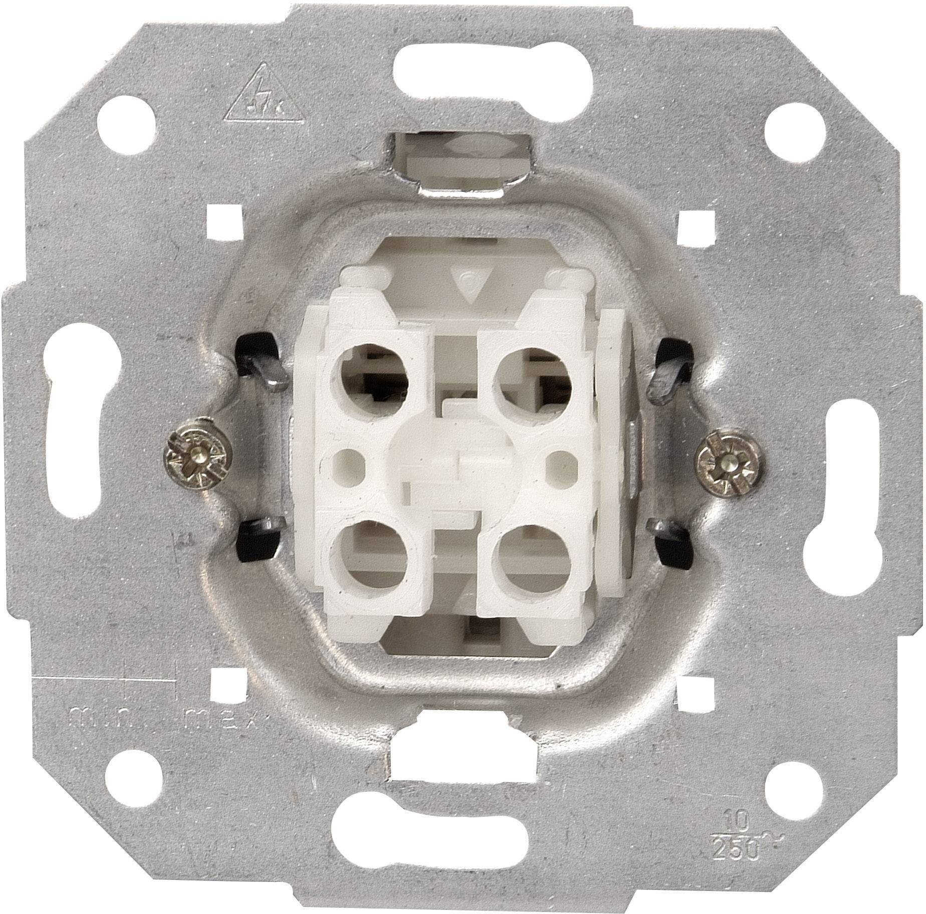 Metalen inbouw schakeldrager met kunststof binnenelement, twee schroeven voor bevestiging. Geschikt voor elektrische installatie.