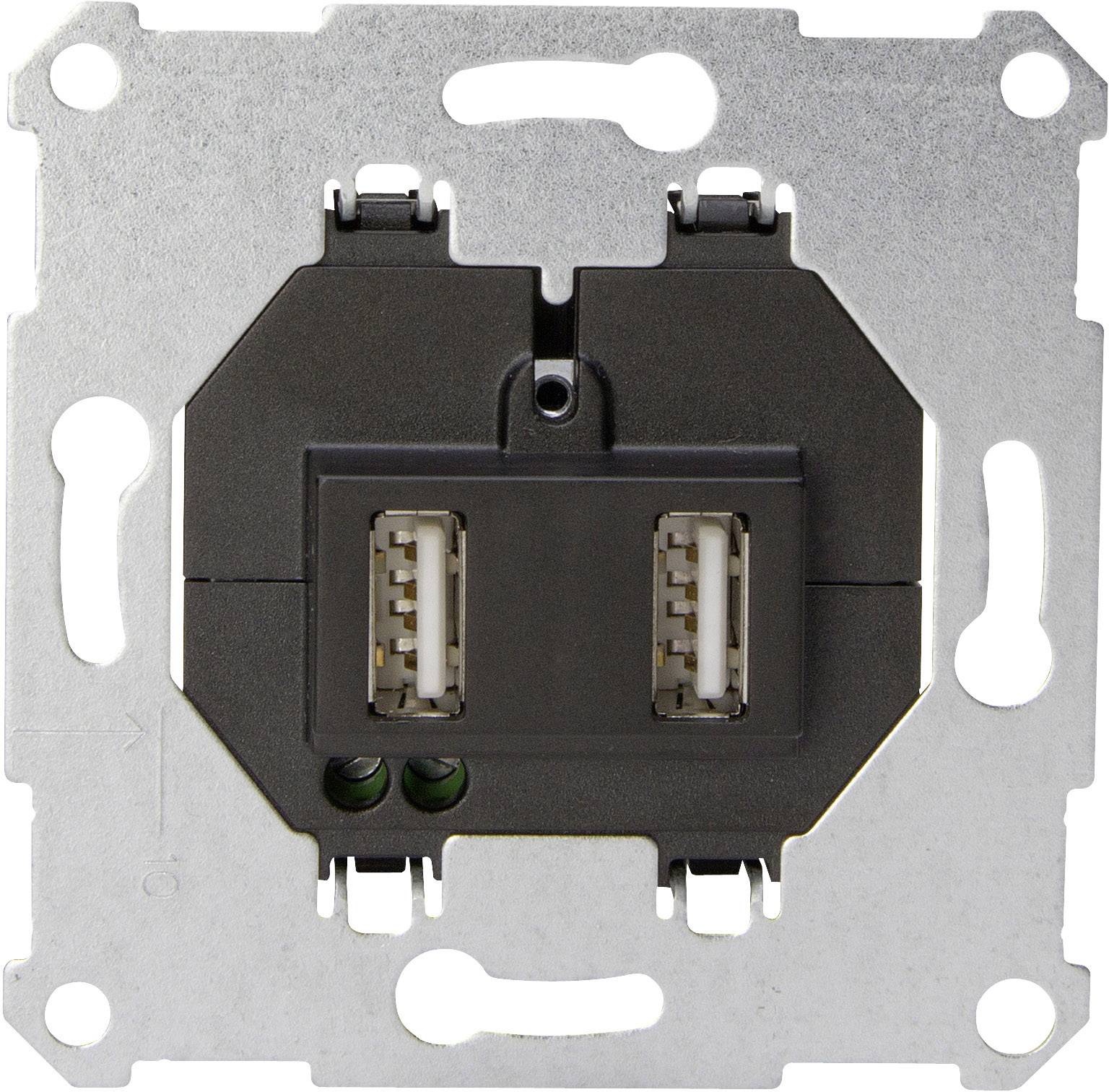 Kopp 296101185 Wandcontactdoos met USB Inzetstuk 2-voudig Aluminium 1 stuk(s)