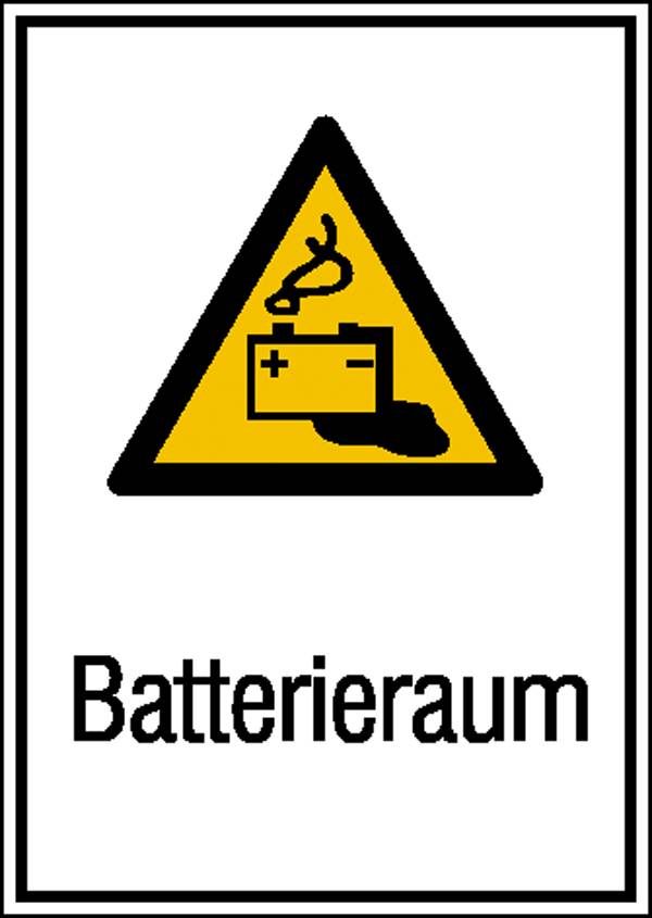 Waarschuwingscombibord Accuruimte Zelfklevende folie (b x h) 131 mm x 185 mm ISO 7010 1 stuk(s)