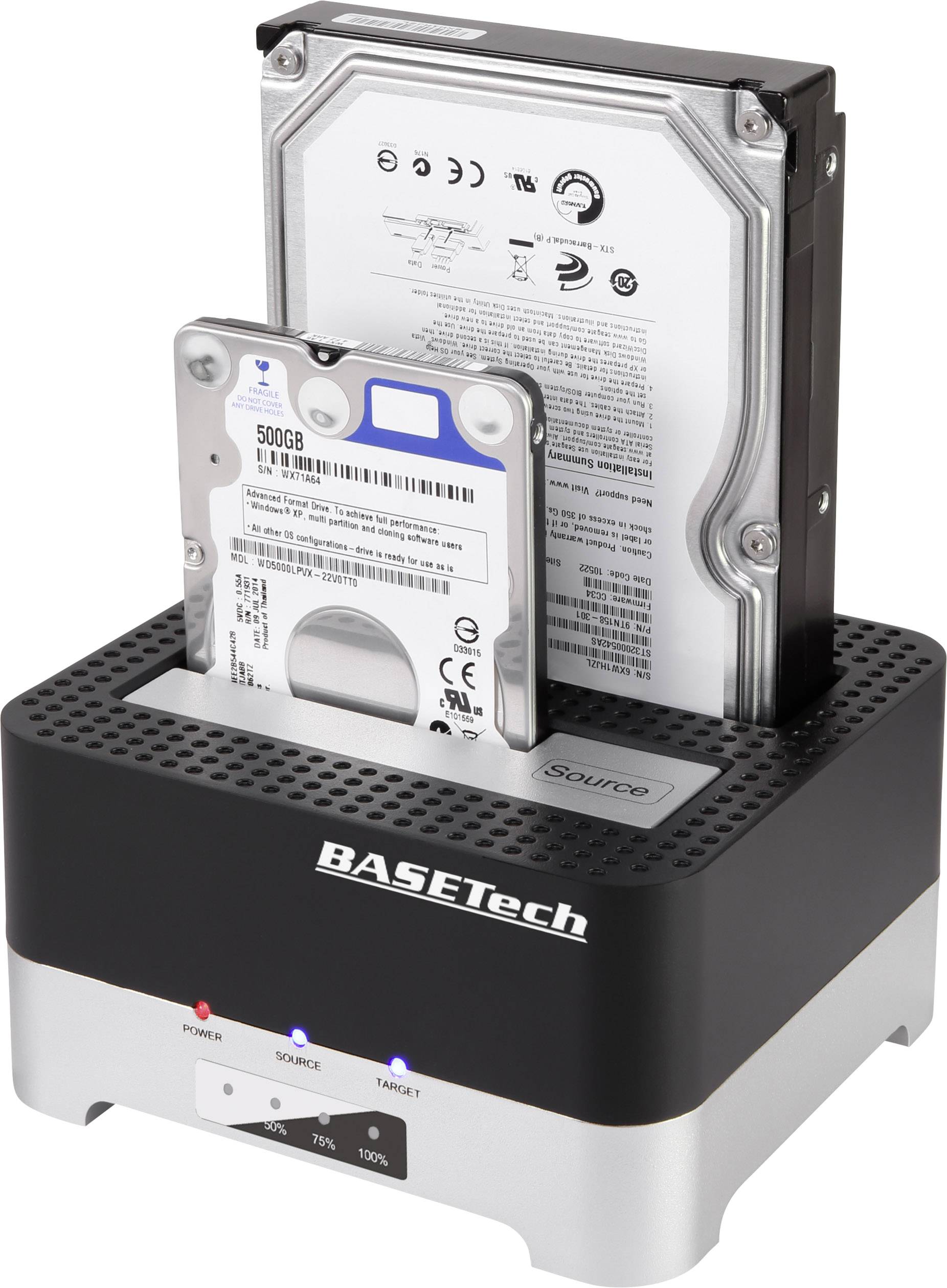 Basetech BT-DOCKING-02 SATA USB-A 3.2 Gen 1 2 poorten Harde schijf-dockingstation Met clone-functie-1