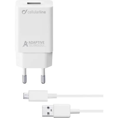 Cellularline ACHSMKIT15WMUSBW USB-oplader 15 W Thuis Uitgangsstroom (max.) 2400 mA Aantal uitgangen: 1 x USB 2.0 bus A, 