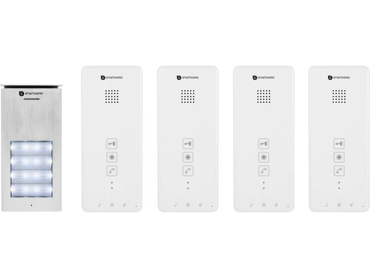 Smartwares DIC-21142 Complete set voor Deurintercom 4 gezinswoning Zilver, Wit