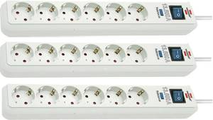 Conrad Brennenstuhl 1159720216-3 Overspanningsveilige stekkerdoos 6-voudig Wit Randaarde stekker 3 stuk(s) aanbieding