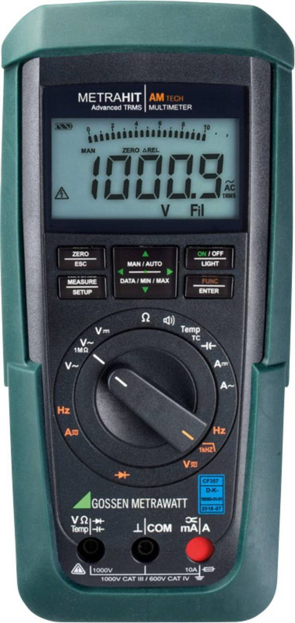 Gossen Metrawatt METRAHIT AM TECH + GH Multimeter Kalibratie (DAkkS) Digitaal DAkkS gekalibreerd CAT IV 600 V, CAT III 1000 V Weergave (counts): 12000