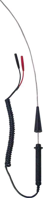 Spiraalvormige kabel met zwarte handgreep en draadantenne, doorgaans gebruikt voor signaaloverdracht of communicatie.