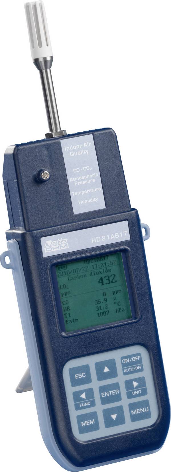 Delta Ohm HD21ABE17 Kit Koolmonoxide datalogger, Luchtdruk datalogger, Vocht datalogger, Multidatalogger, Temperatuur datalogger  Te meten grootheid: Koolstofmonoxide, Koolstofdioxide, Luchtdruk, Luchtvochtigheid, Temperatuur -20 tot 60 °C 0 tot 100 % Hrel 750 - 1100 hPa