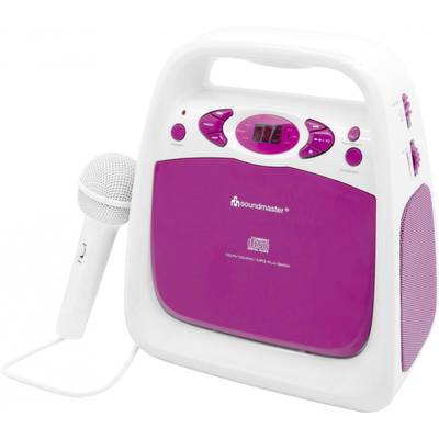 soundmaster KCD 50 Kinder CD-speler AUX, CD, FM, USB Incl. karaoke-functie, Incl. microfoon Pink
