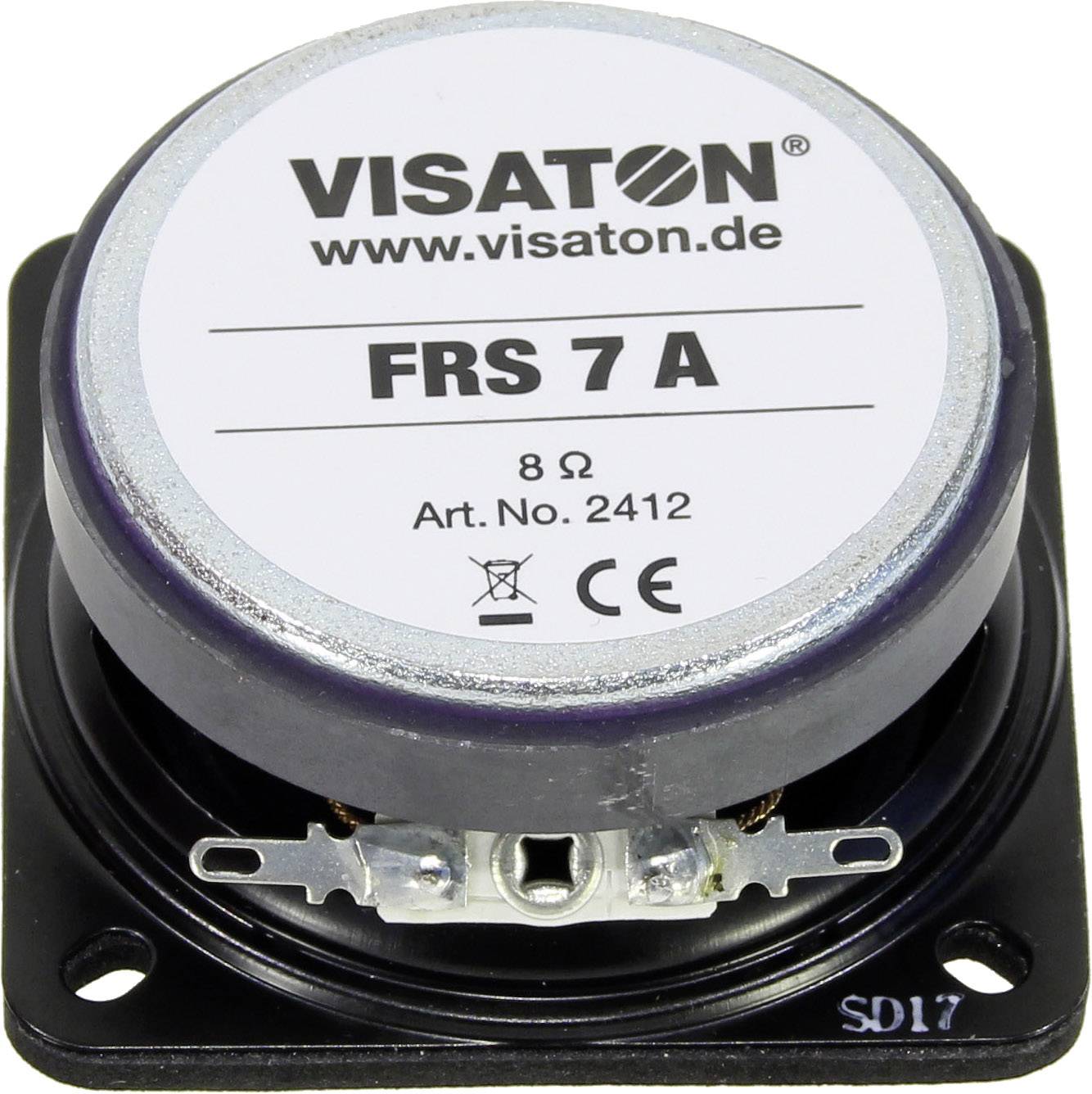 Luidspreker van Visaton, model 'FRS 7 A' met 8 Ohm impedantie en artikelnummer 2412, gefotografeerd van bovenaf.