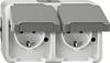 Merten 4074947 AquaStar Compleet Wandcontactdoos met randaarde en klapdeksel spatwaterdicht Lichtgrijs 2-voudig 1 stuk(s)