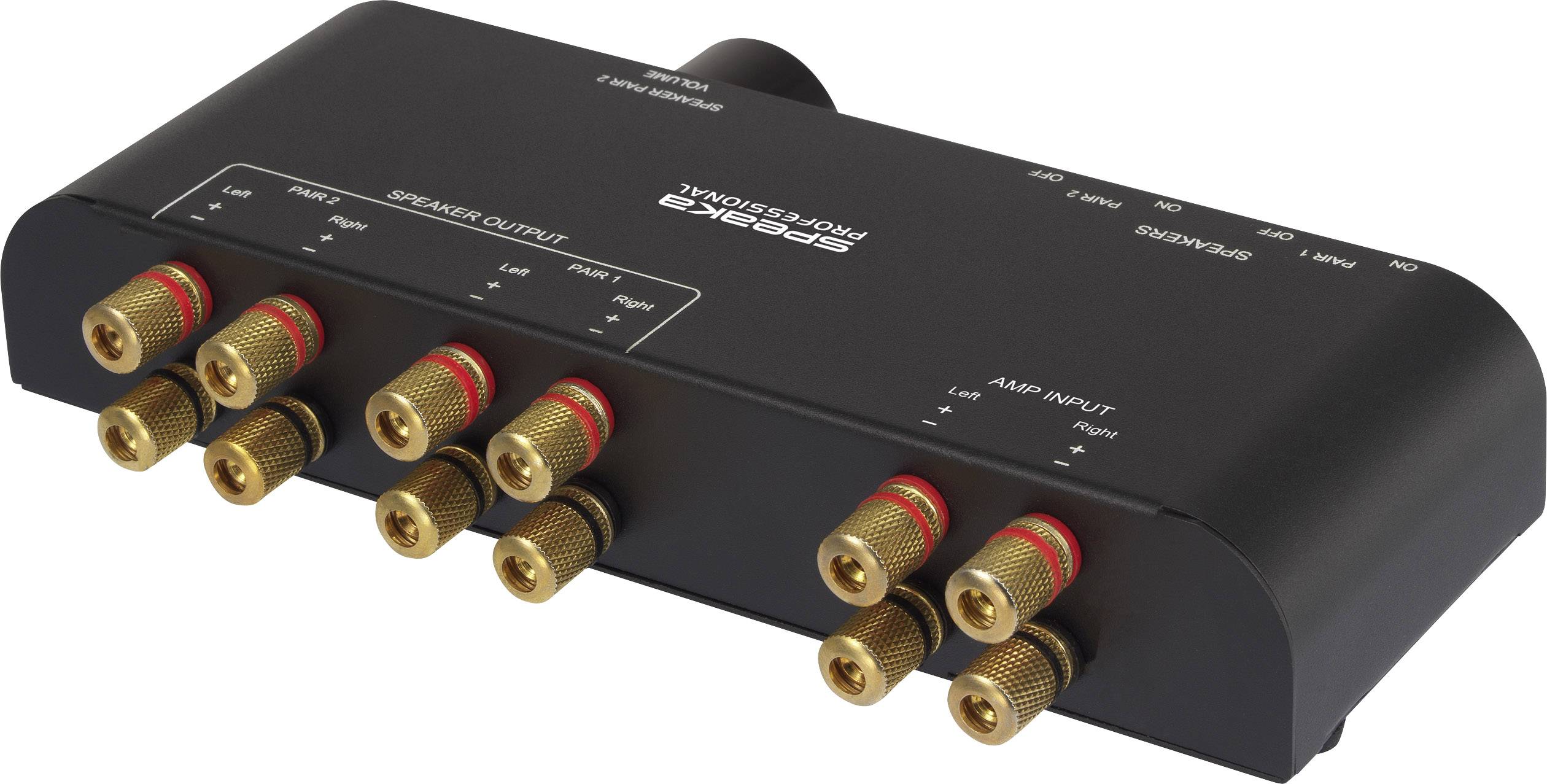 'Auto-luidspreiderverdeler met meerdere aansluitingen voor ingangen en uitgangen voor audio-distributie.'