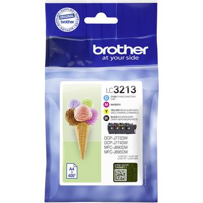 'Inktpatroon LC3213' van Brother voor printer DCP-J772DW, DCP-J774DW, MFC-J890DW, MFC-J895DW. Verpakking toont een ijsplaatje.