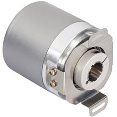 Een compacte, cilindrische encoder van metaal, die vaak wordt gebruikt in de automatiseringstechniek voor positiebepaling.