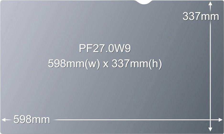 Transparante schermfilter met afmetingen van 598 mm breedte en 337 mm hoogte, voor monitorgrootte PF27.0W9.