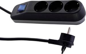 Conrad REV 0014340500 Stekkerdoos met schakelaar 3-voudig Zwart Randaarde stekker 1 stuk(s) aanbieding