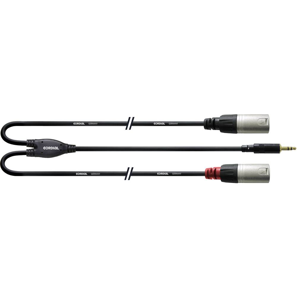 Cordial CFY 1,5 WMM-LONG Audio Adapterkabel [1x Jackplug male 3,5 mm - 2x XLR-stekker] 1.50 m Zwart