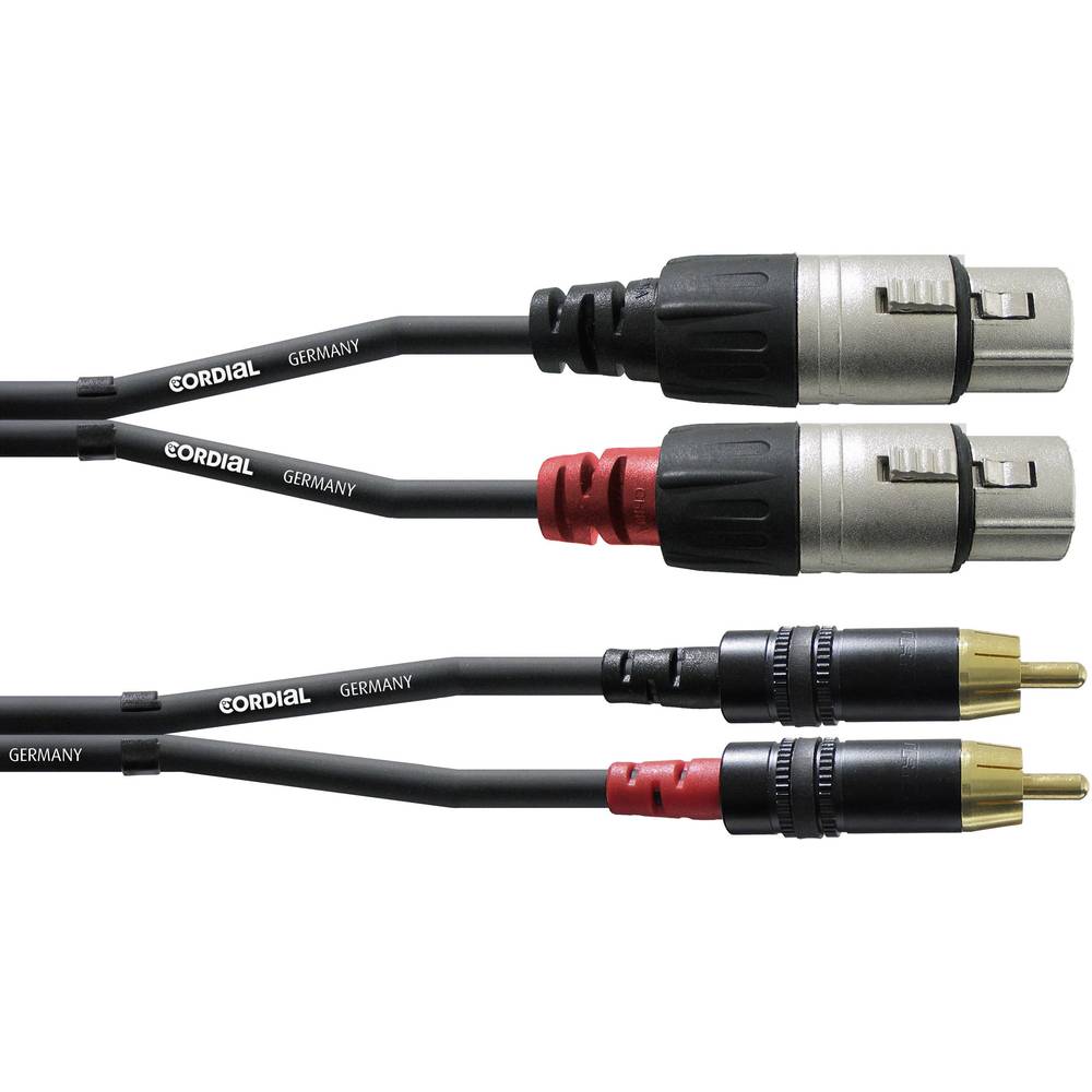 Cordial CFU 3 FC Audio Adapterkabel [2x XLR-bus - 2x Cinch-stekker] 3.00 m Zwart