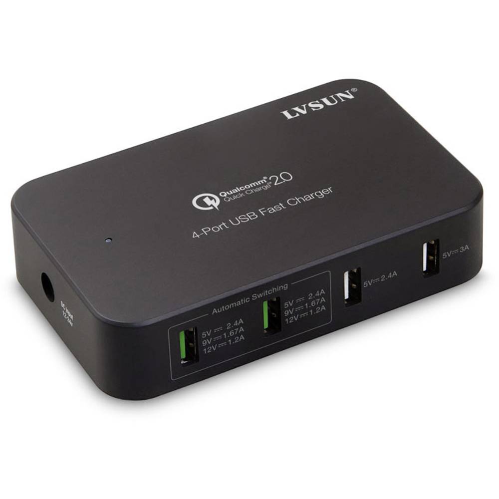 LVSUN Smart 4-Port USB-laadstation Thuis, Auto, Vrachtwagen Uitgangsstroom (max.) 10200 mA 4 x USB 2.0 bus A, USB 3.2 G