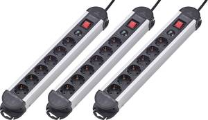 Conrad Renkforce 614A-CMB-SX3 Overspanningsveilige stekkerdoos 6-voudig Zwart Randaarde stekker 3 stuk(s) aanbieding