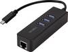LogiLink USB 3.2 Gen 1 (USB 3.0) Adapter [1x USB 3.2 Gen 1 stekker C (USB 3.0) - 1x RJ45-bus, USB 3.2 Gen 1 bus A (USB 3.0)] USB-C 3-Port Hub with Gigabit Ethernet 14.00 cm
