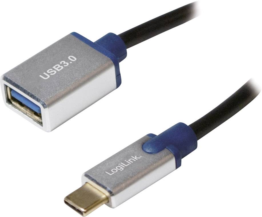 LogiLink USB Adapter [1x USB 3.2 Gen 2 stekker C (USB 3.1) - 1x USB 3.2 Gen 1 bus A (USB 3.0)] USB 3.1 Gen1 Cable, USB Type C/M to A/F, 0,1m