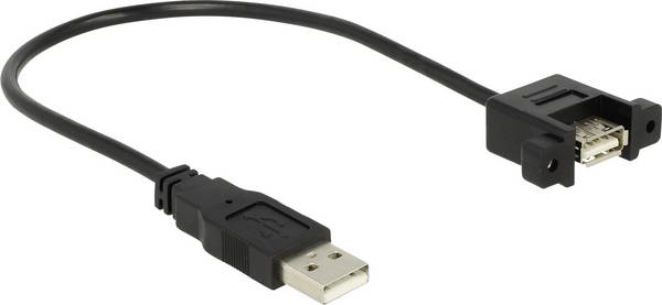 Delock 85462 USB-kabel USB 2.0 USB-A stekker, USB-A bus 0.25 m Zwart Vergulde steekcontacten