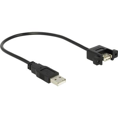 Delock USB-kabel USB 2.0 USB-A stekker, USB-A bus 0.25 m Zwart Vergulde steekcontacten 85462