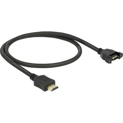 Delock 85463 HDMI-kabel HDMI Verlengkabel HDMI-A-stekker, HDMI-A-bus 0.50 m Zwart High Speed HDMI met ethernet, Vergulde