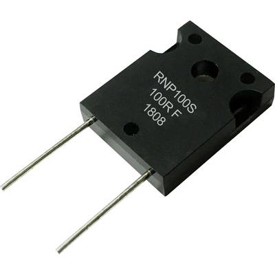 Een elektronisch onderdeel met twee metalen aansluitingen. Opschrift: 'RNP100S 100RF 1808'.
