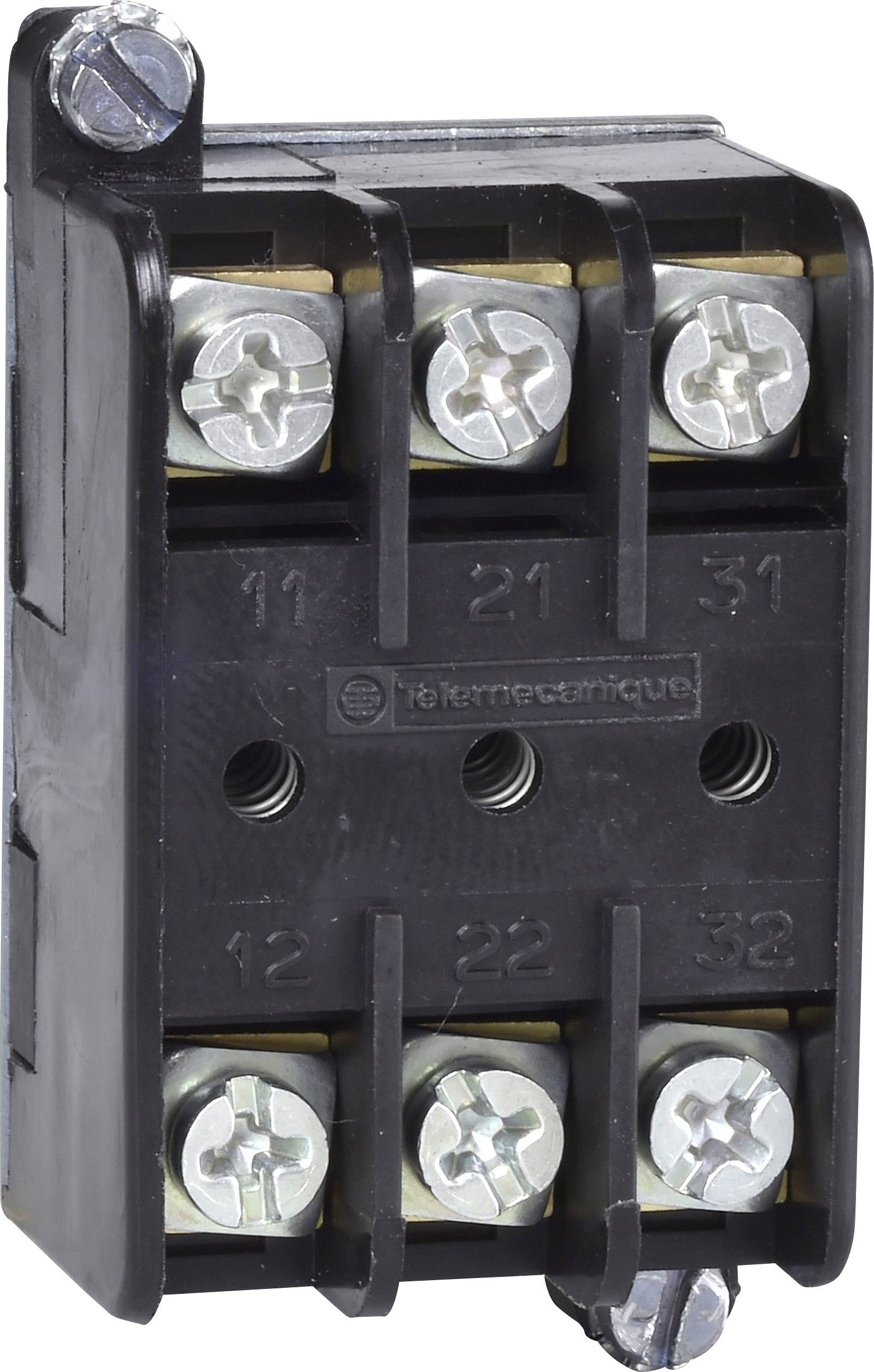 Zwarte elektrische aansluitklem met zes schroefaansluitingen in twee rijen.