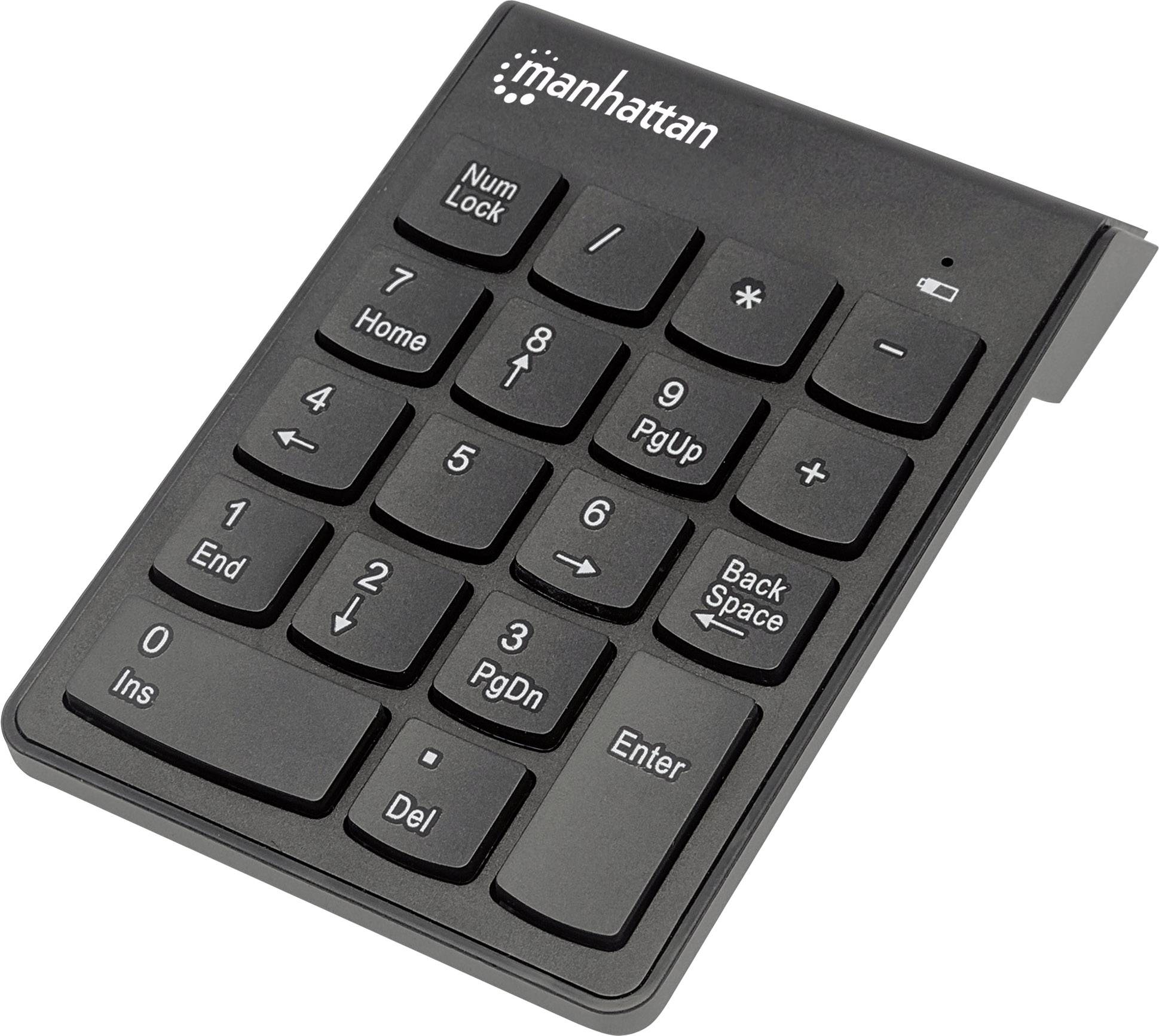 Manhattan numeriek toetsenbord, draadloos (2,4 GHz), USB-A micro-ontvanger, 18 toetsen van normaal formaat, zwart, membr-3