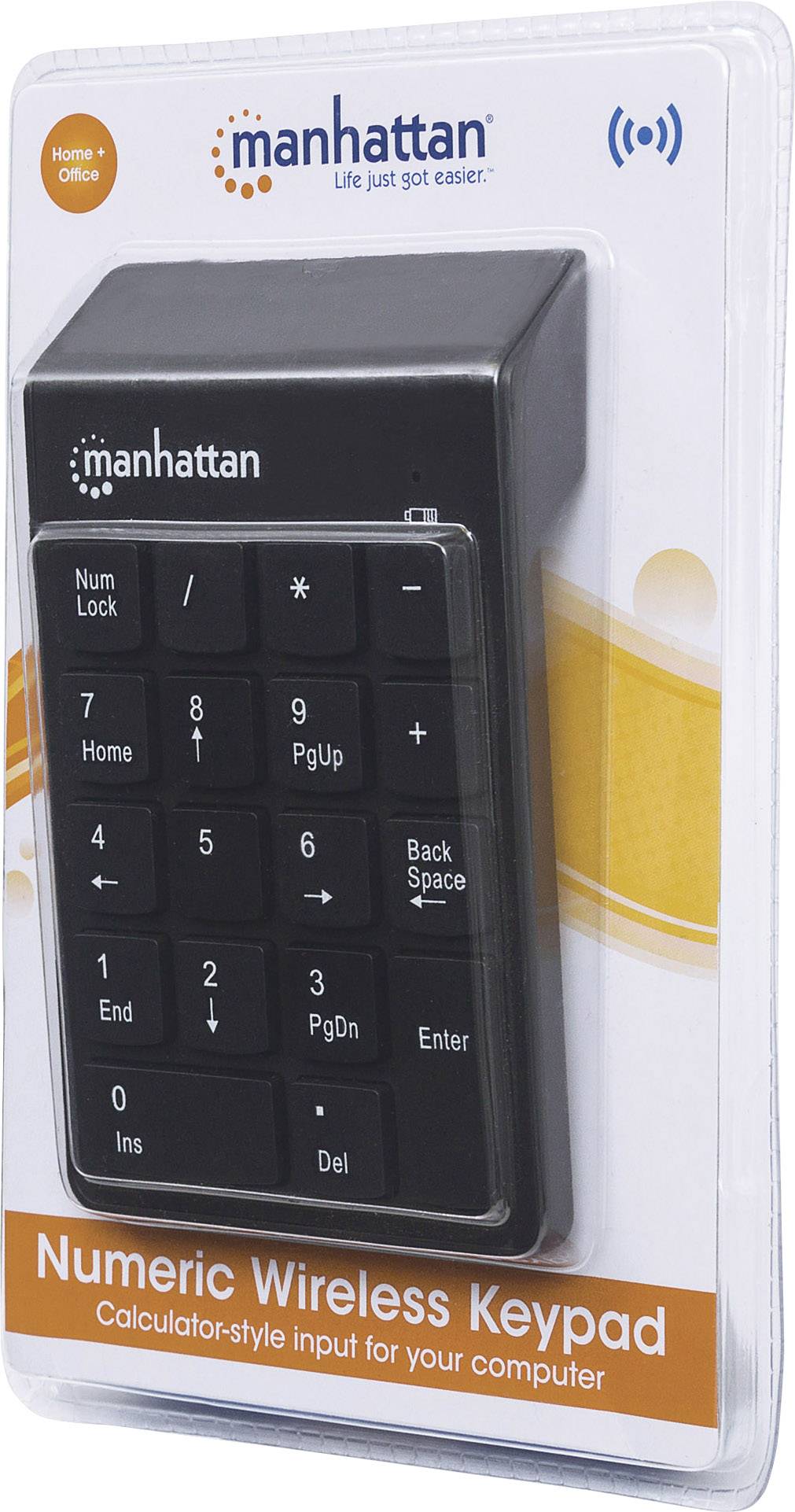 Manhattan numeriek toetsenbord, draadloos (2,4 GHz), USB-A micro-ontvanger, 18 toetsen van normaal formaat, zwart, membr-5