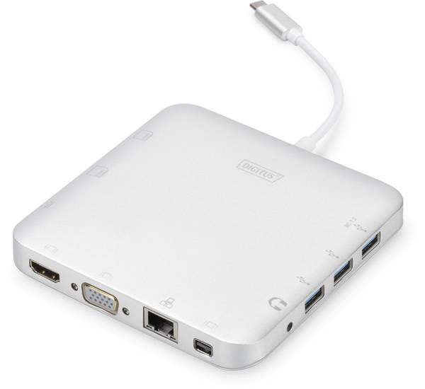 Digitus DA-70863 USB Type C Dockingstation voor Notebook - 3 ex USB-poort - 3 x USB 3.0 - Netwerk (RJ-45) - HDMI-Kabel -