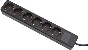 Conrad Gebro 106147 Stekkerdoos 6-voudig Zwart Randaarde stekker 1 stuk(s) aanbieding