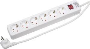Conrad Gebro 106148 Stekkerdoos met schakelaar 6-voudig Wit Randaarde stekker 1 stuk(s) aanbieding