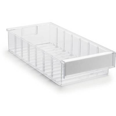 Transparante kunststof opslagcontainer, rechthoekig, ideaal voor het organiseren van huishoudelijke spullen.