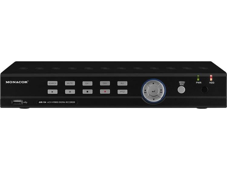 4-kanaals AHD, Analoog, HD-TVI Digitale recorder Monacor AXR-104