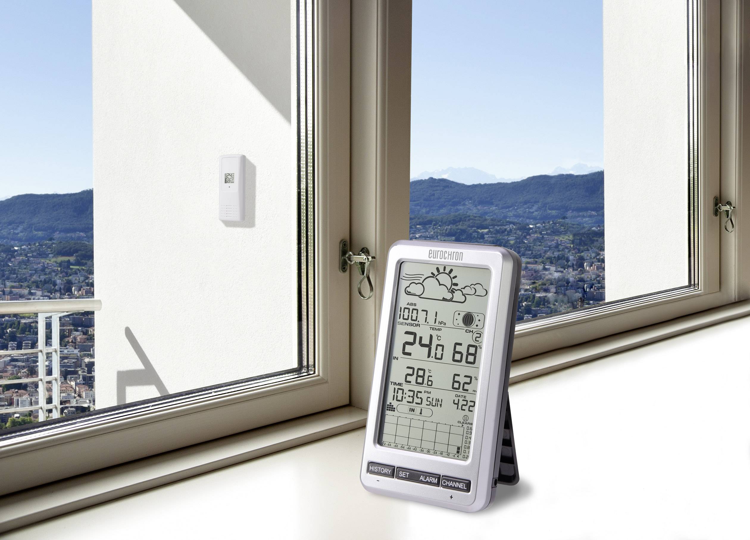 Eurochron EFWS5008 EC-3325732 Draadloos weerstation Verwachting voor 2 dagen Aantal sensoren max.: 8 stuk(s)-4