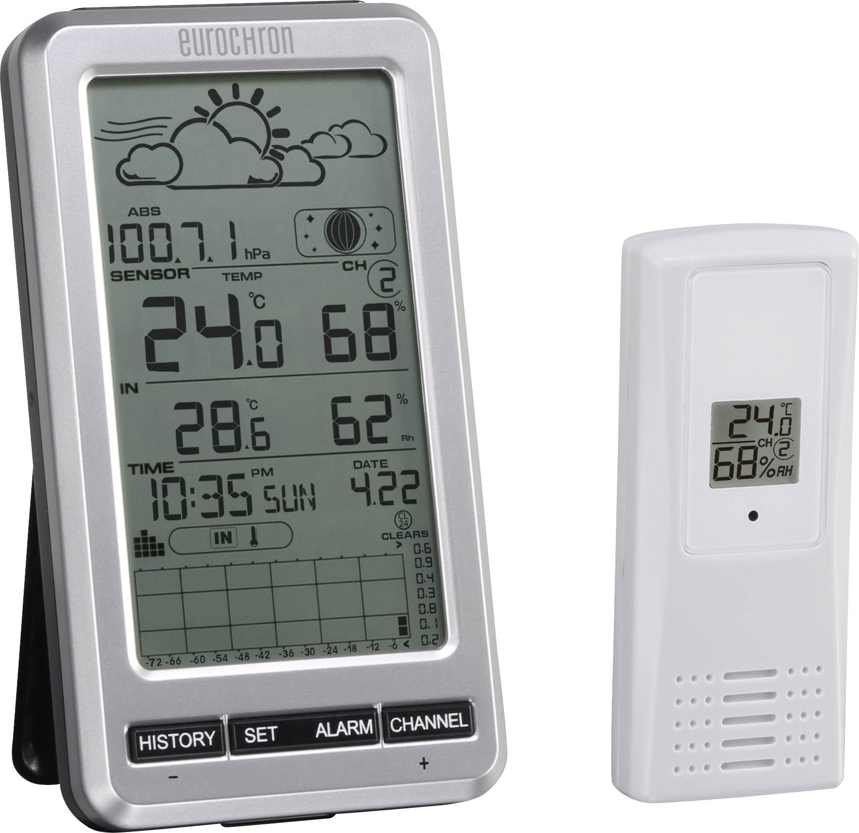 Eurochron EFWS5008 EC-3325732 Draadloos weerstation Verwachting voor 2 dagen Aantal sensoren max.: 8 stuk(s)-3