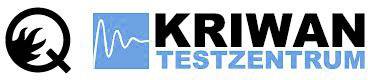 Logo van het KRIWAN Testcentrum met gestileerde hand en golfdiagram.
