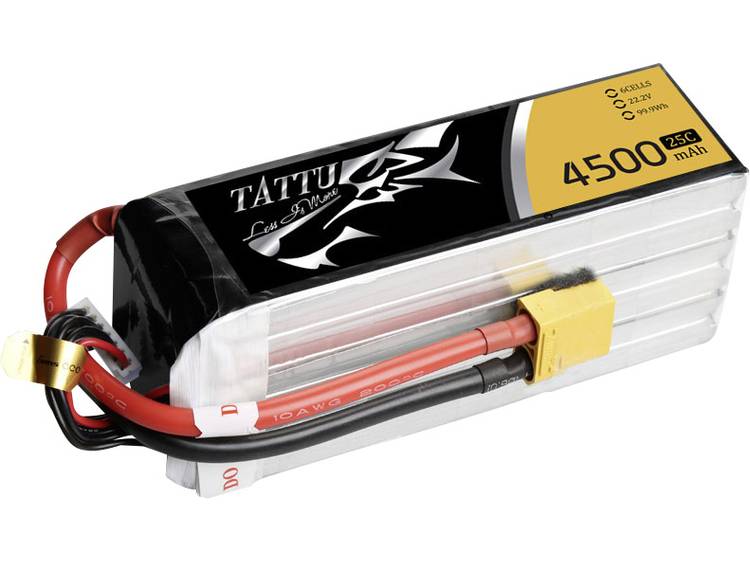 LiPo accupack 22.2 V 4500 mAh 95 C Tattu Stick XT90