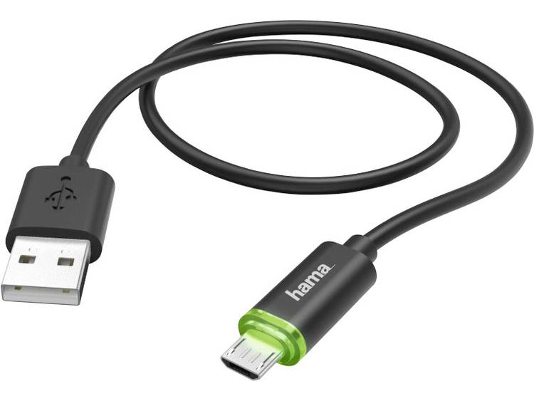 USB 2.0 Kabel Hama [1x USB-A 2.0 stekker 1x Micro-USB-stekker] 1 m Zwart