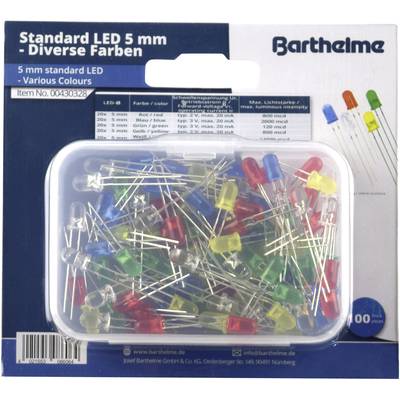 Barthelme  LED-assortiment  Rood, Blauw, Groen, Geel, Warm-wit Rond 5 mm 120 mcd, 800 mcd, 2000 mcd, 20000 mcd 30 °, 35 