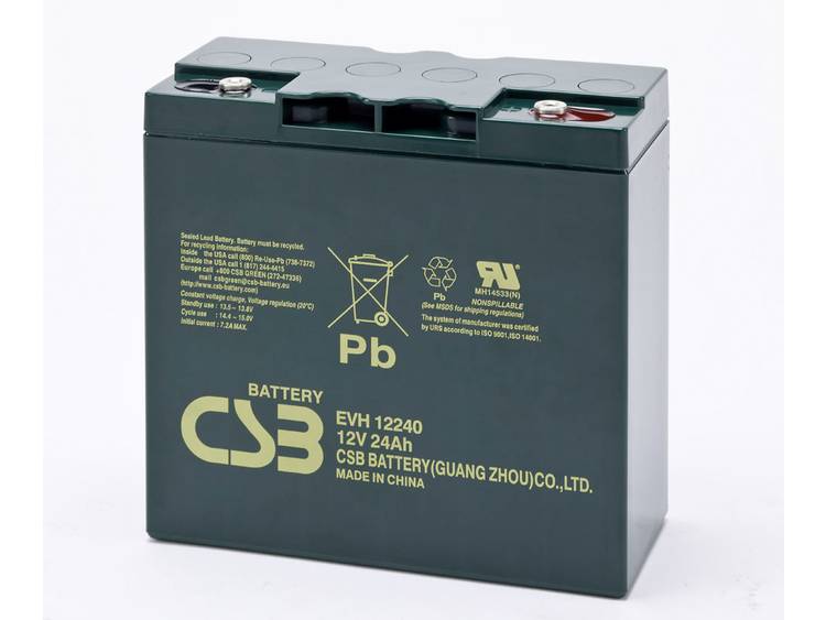 Loodaccu 12 V 24 Ah CSB Battery EVH12240 Loodvlies (AGM)